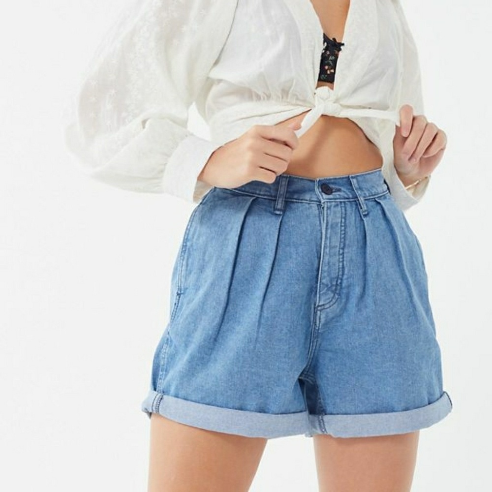 BDG Rochelle Pleated High Rise Denim Short